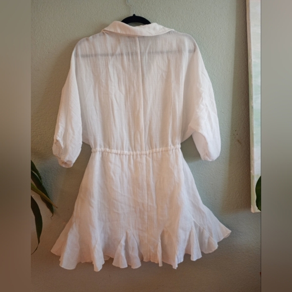 Akkaa Tennis Prep Linen Blend Lightweight Coastal Nautical Flowy A-Line Dress - Picture 5 of 7